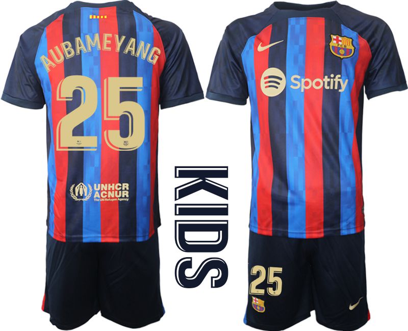 Youth 2022-2023 Club Barcelona home blue #25 Soccer Jersey